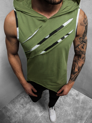 Vīriešu T-krekls ar kapuci haki OZONEE O/1254Z