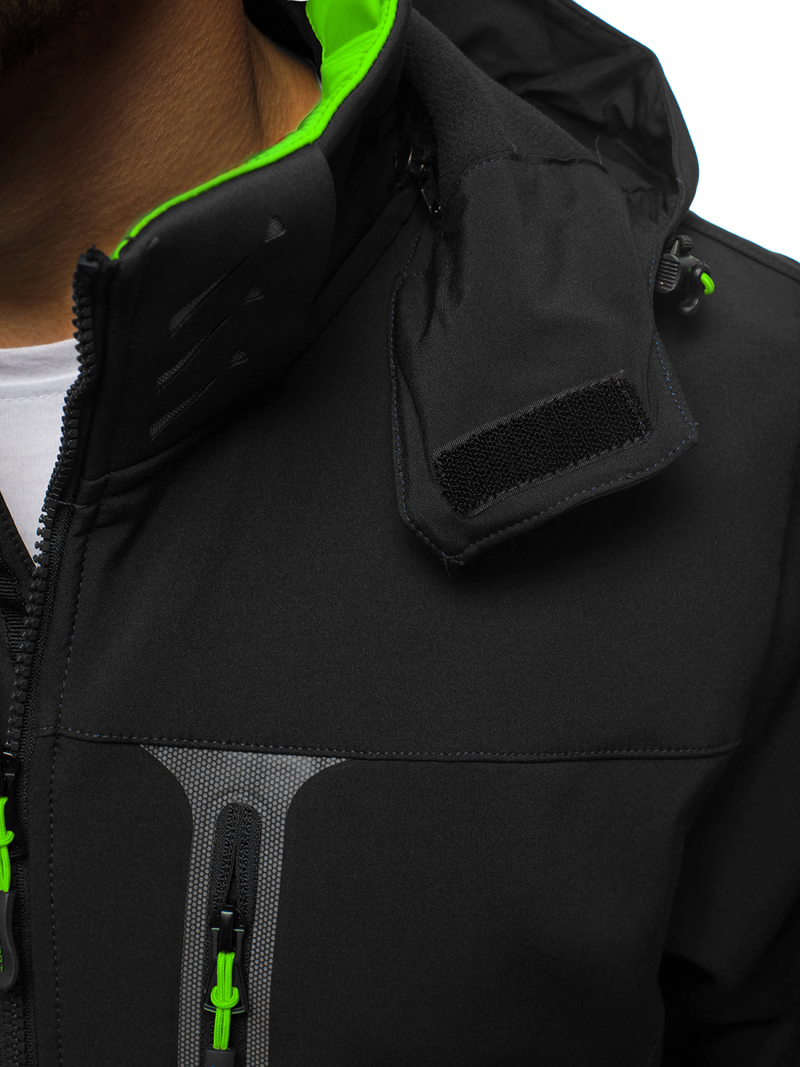 Vīriešu softshell virsjaka melni-zaļa OZONEE GE/12262