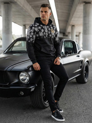 Vīriešu džemperis ar kapuci melns OZONEE O/B272Z