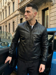 Vīriešu ādas virsjaka melna OZONEE JS/11Z8105Z