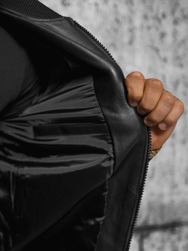 Vīriešu ādas virsjaka melna OZONEE JS/11Z8105