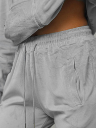 Sieviešu velūra treniņtērpa komplekts pelēks OZONEE JS/8C1176/2Z