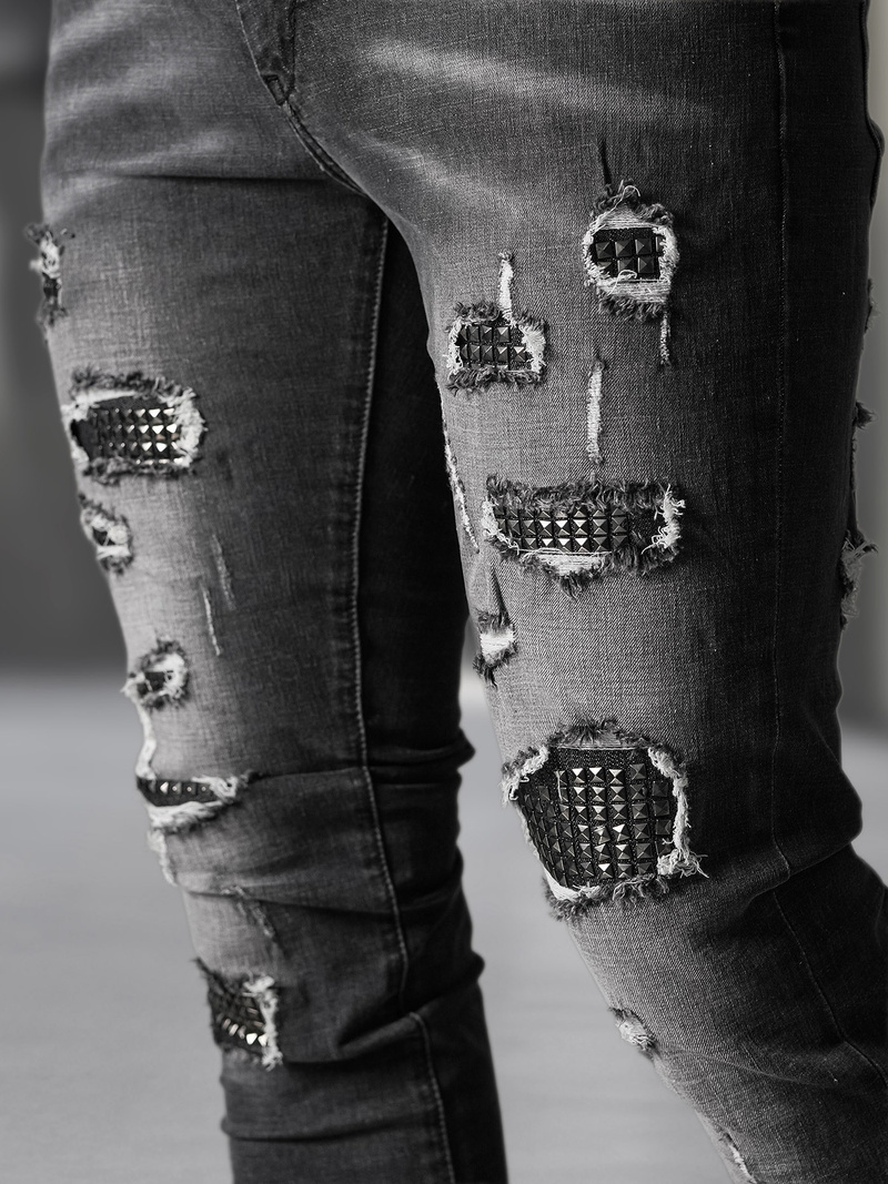 Vīriešu džinsi debesu melni OZONEE NB/MP0152NZ