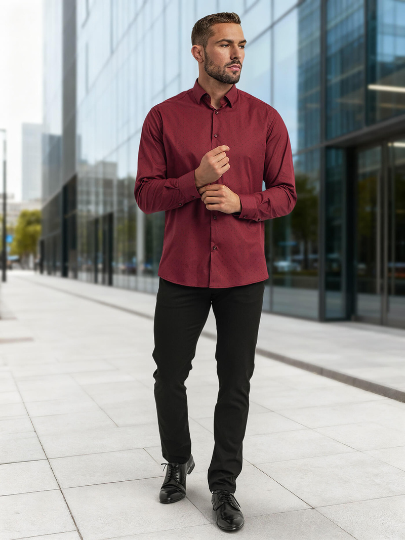 Vīriešu krekls bordosarkana OZONEE V/V182