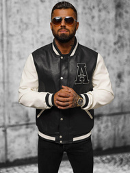 Vīriešu ādas virsjaka melni-balta OZONEE JS/11Z8112