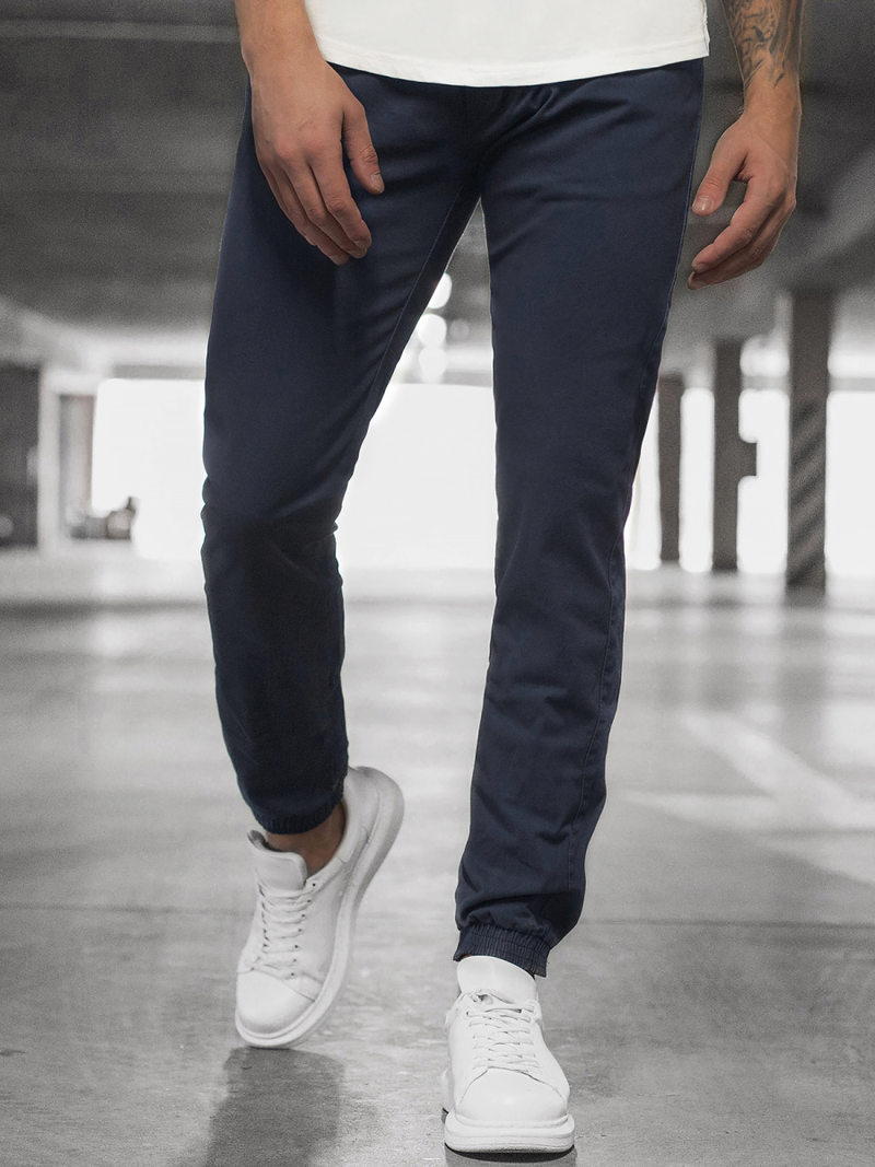 Vīriešu chino jogger bikses ļoti tumši zilas OZONEE JB/JP1145/9