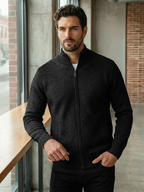 Vīriešu svīteris melns OZONEE JS/59B3611/3