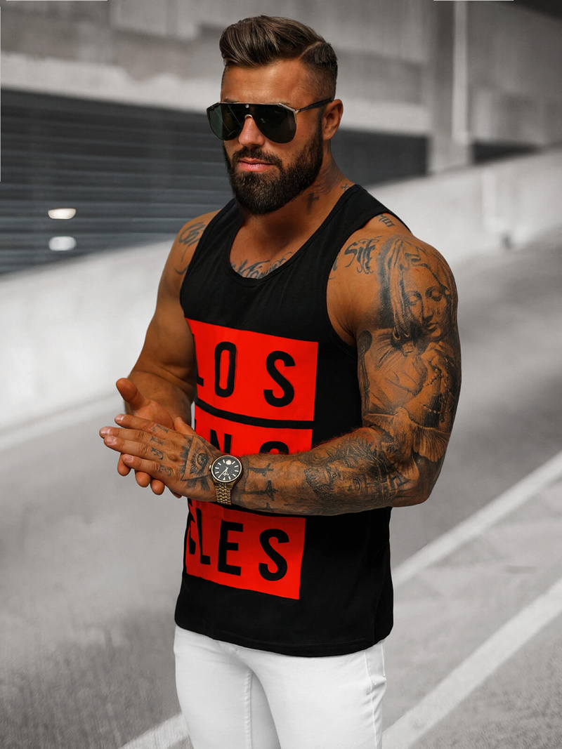 Vīriešu t-krekls bez piedurknēm melns OZONEE O/T105/3