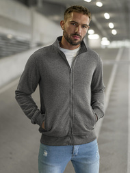 Vīriešu džemperis ar rāvējslēdzēju tumši pelēks OZONEE JS/2002Z