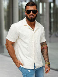 Vīriešu krekls ar īsām piedurknēm ecru OZONEE O/B2256