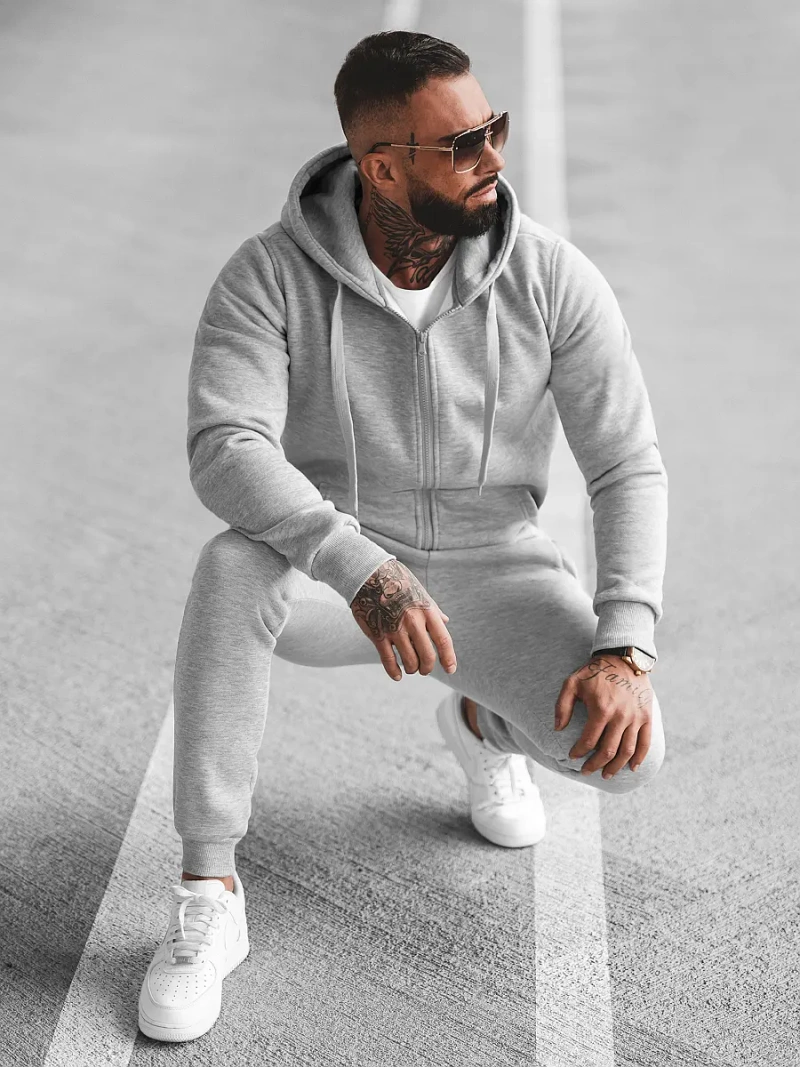 Vīriešu treniņtērps pelēks OZONEE JS/68C10386/2Z