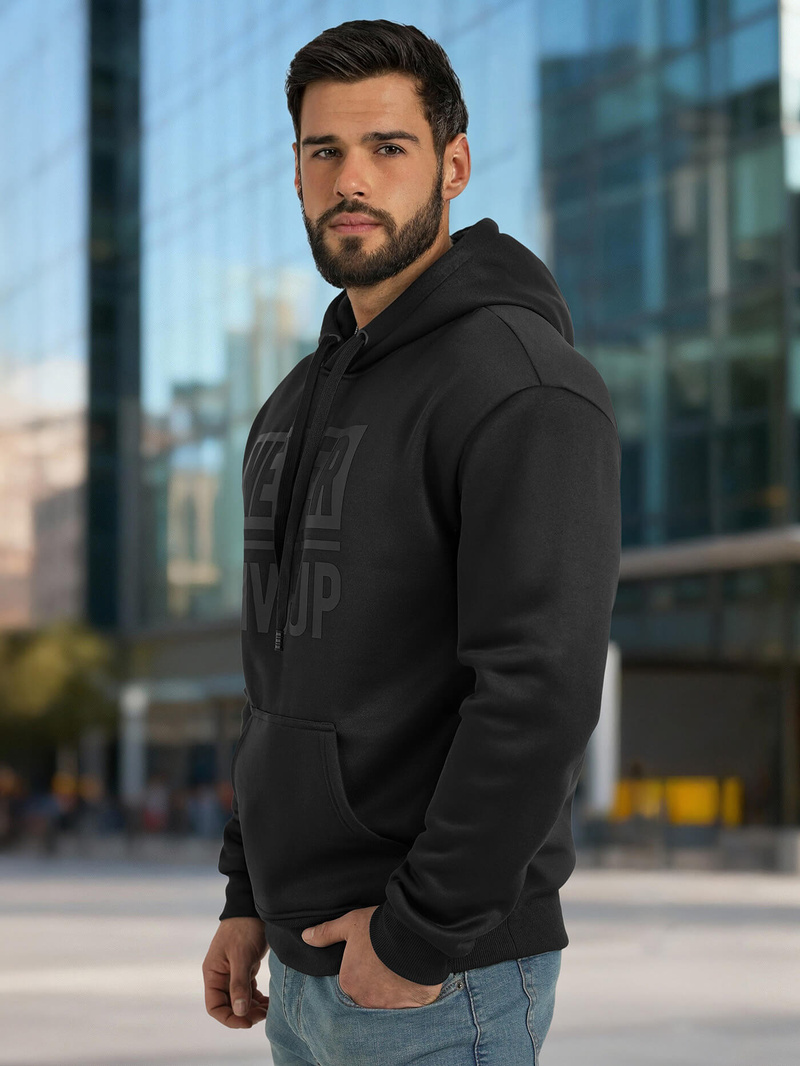 Vīriešu džemperis ar kapuci melna OZONEE JS/8B1983/3