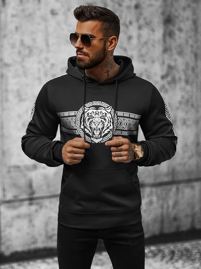 Vīriešu džemperis ar kapuci melna OZONEE JS/8B996/3