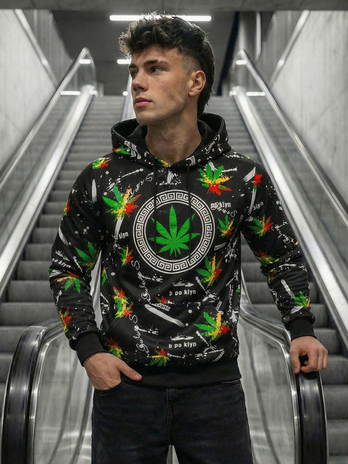 Vīriešu džemperis ar kapuci melns OZONEE O/B269Z