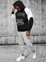 Džemperis ar kapuci melna OZONEE O/SWE23037