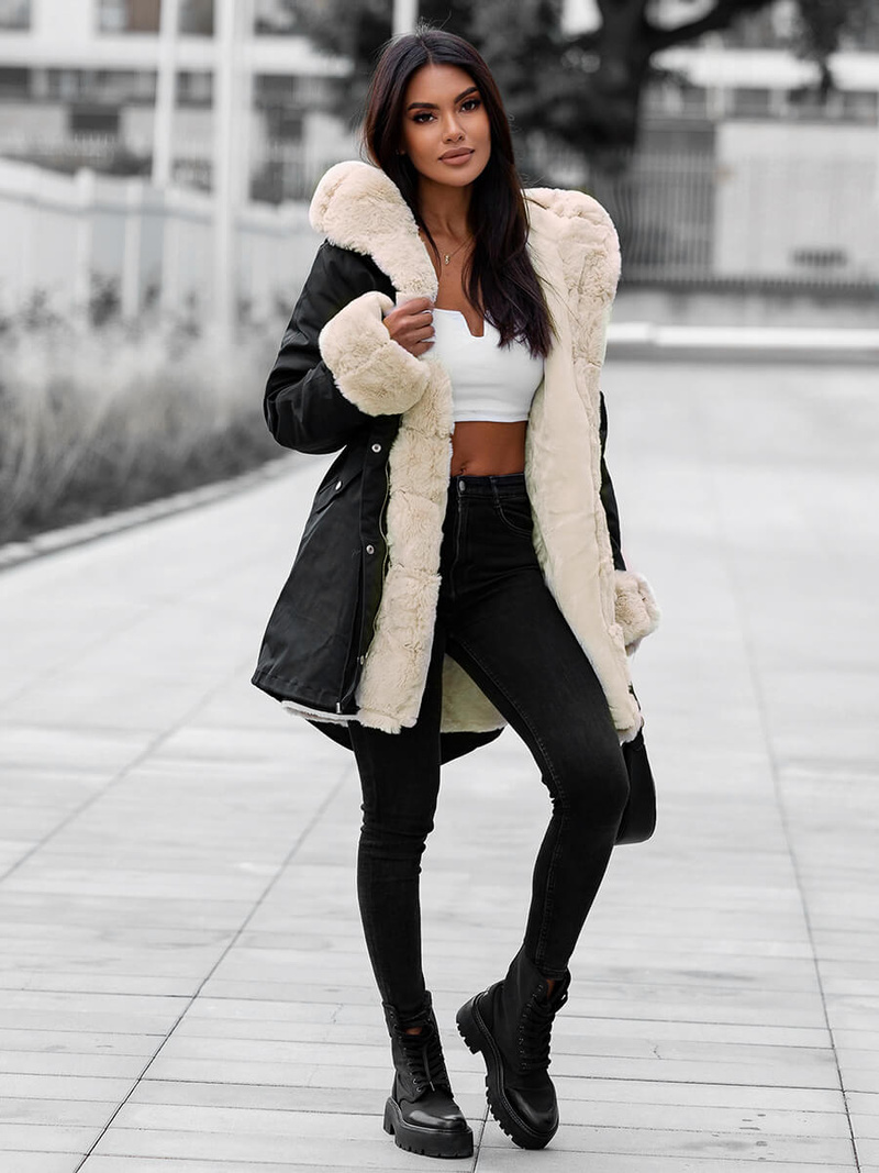 Sieviešu ziemas jaka melna OZONEE JS/M763/392Z