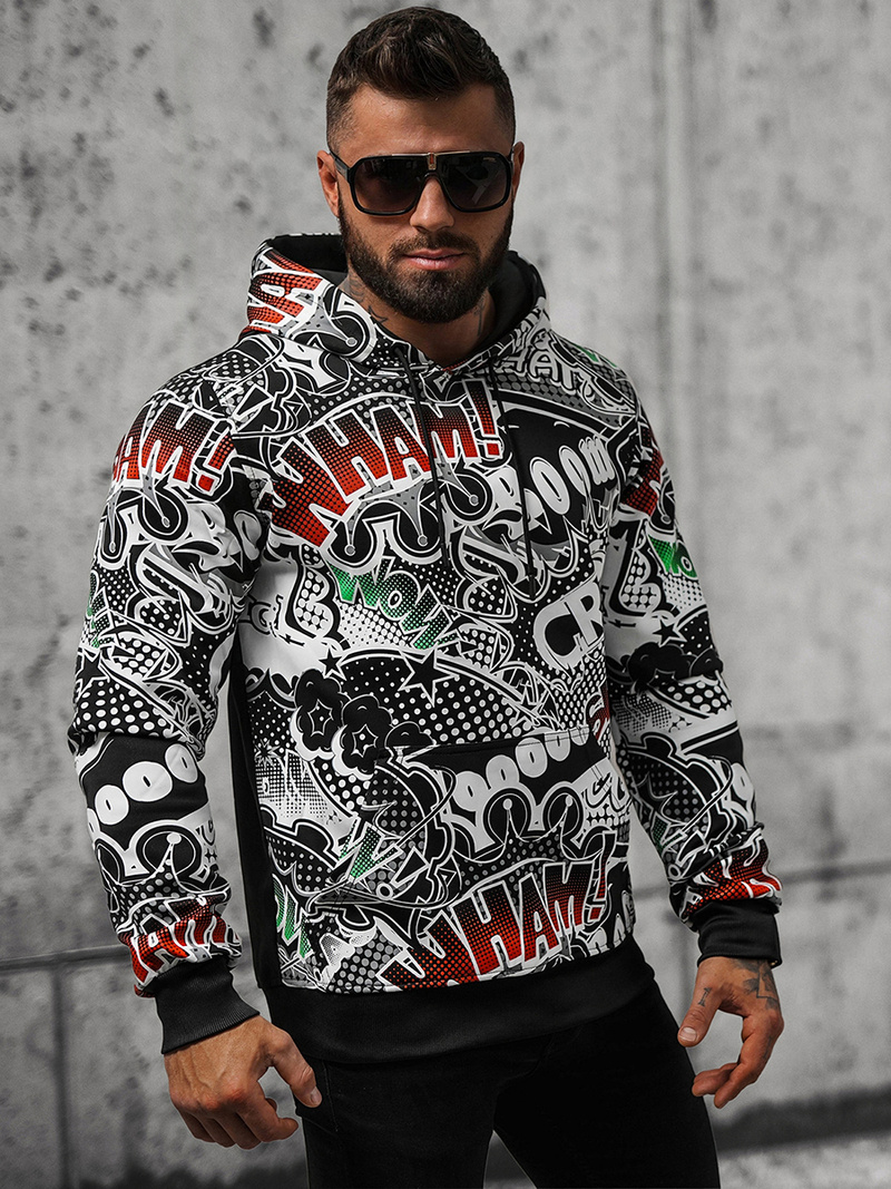 Vīriešu džemperis ar kapuci melns OZONEE O/B270