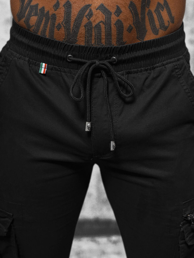 Vīriešu chino jogger bikses melni OZONEE NB/MP0201N