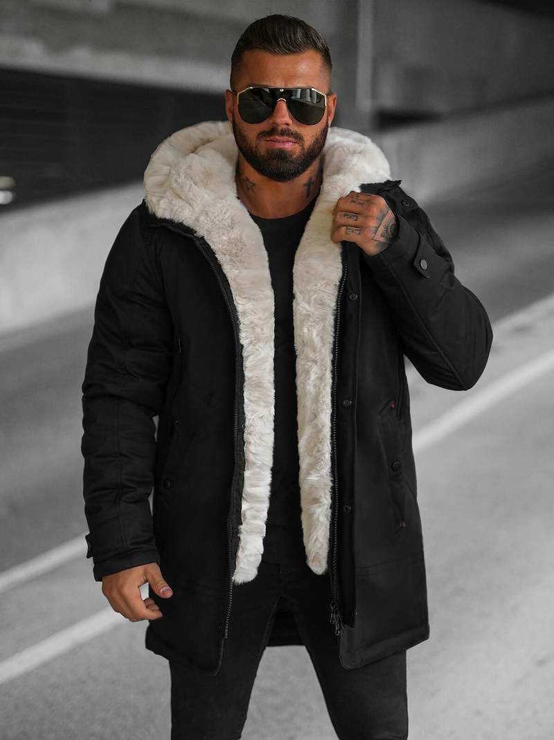 Vīriešu parka melna OZONEE JS/22M319/392Z