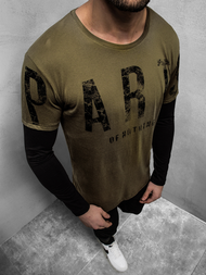 Vīriešu T-krekls ar garām piedurknēm zaļš OZONEE O/1292Z 