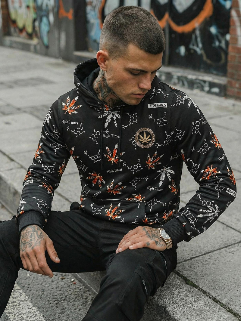 Vīriešu džemperis ar kapuci melns OZONEE O/B266Z