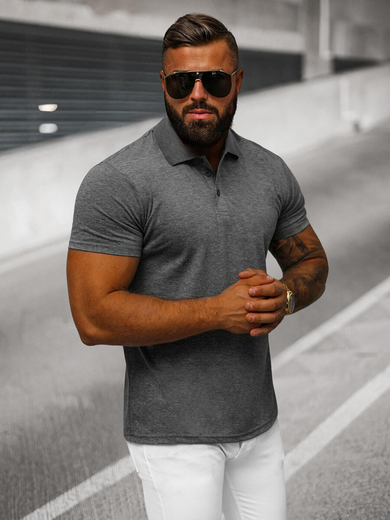 Vīriešu polo krekls grafīta OZONEE JS/8T80/5Z