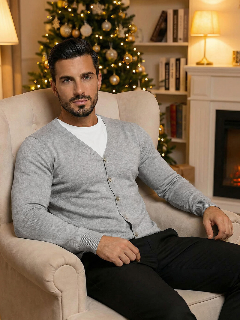 Vīriešu svīteris pelēks OZONEE NB/MM6006/2Z