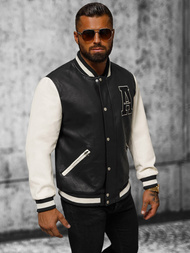 Vīriešu ādas virsjaka melni-balta OZONEE JS/11Z8112