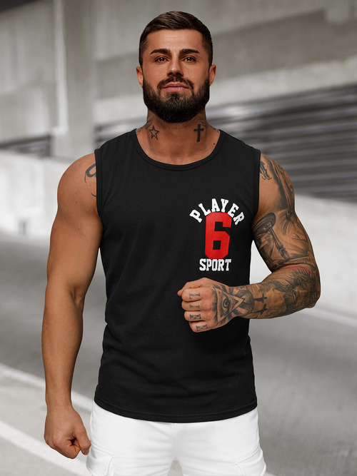 Vīriešu t-krekls bez piedurknēm melna OZONEE JS/8B1717/3Z