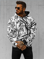 Vīriešu džemperis ar kapuci balta OZONEE JS/8B1153/1