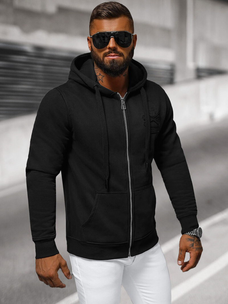 Vīriešu džemperis ar kapuci melns OZONEE NB/MF2003