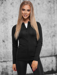 Sieviešu džemperis ar rāvējslēdzēju melns OZONEE JS/HD154/1Z