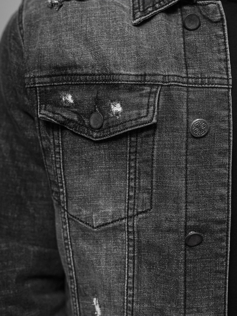 Vīriešu džinsu jaka melna OZONEE NB/MJ515N