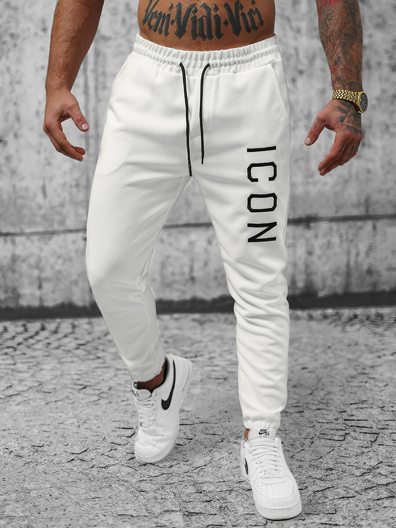 Vīriešu sporta bikses baltas OZONEE O/D9125