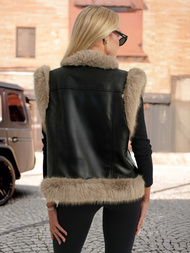 Sieviešu ādas veste melna OZONEE JS/61M8516/392