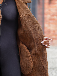 Sieviešu ādas mētelis camel OZONEE JS/11Z8253