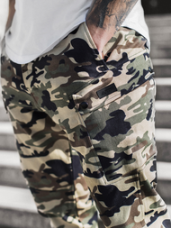 Vīriešu chino jogger bikses kamuflāžas-smilšu OZONEE O/11103