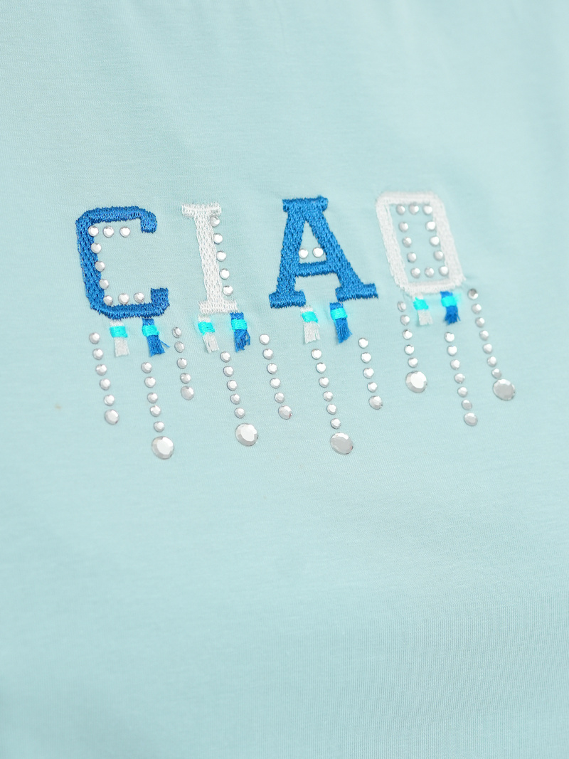 Sieviešu t-krekls gaiši-debesu zils OZONEE JS/RJ77542