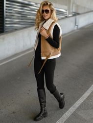 Sieviešu ādas veste camel OZONEE JS/11Z8238
