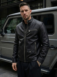 Vīriešu ādas virsjaka melna OZONEE JS/11Z8021