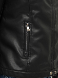 Sieviešu ādas jaka melna OZONEE JS/11Z8008