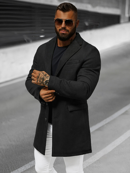 Vīriešu mētelis melns OZONEE JB/1047Z