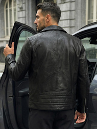 Vīriešu ādas virsjaka melna OZONEE JS/11Z8067Z