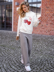 Sieviešu džemperis ar kapuci balts OZONEE JS/8B856/1