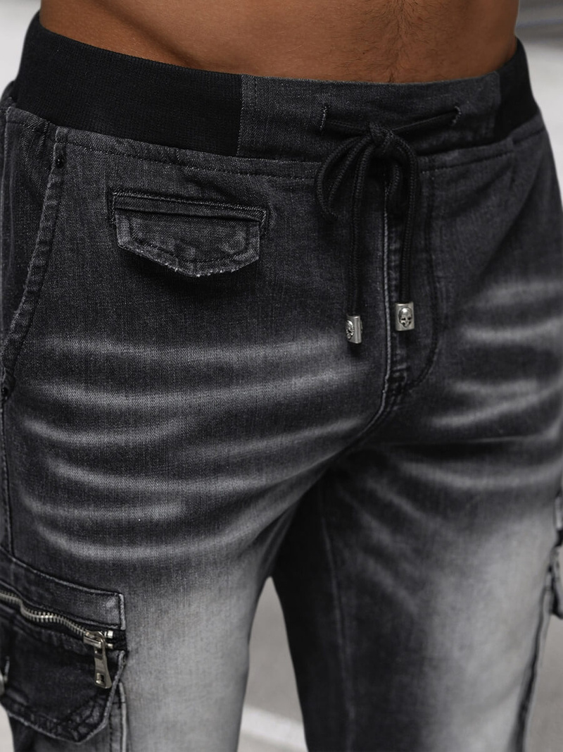 Vīriešu džinsi jogger melni OZONEE NB/MP0108N