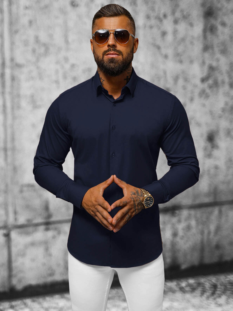 Vīriešu krekls tumši zila OZONEE O/V79