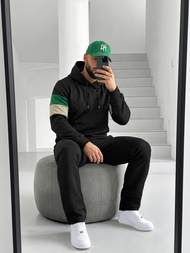 Vīriešu džemperis ar kapuci melna OZONEE JS/3B578