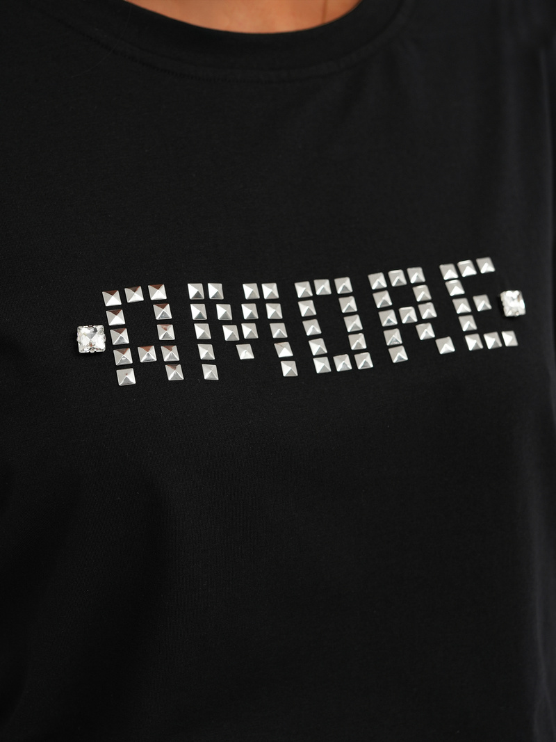 Sieviešu T-krekls Melni-Sudrabas OZONEE JS/YJ77716