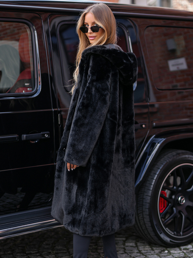 Sieviešu kažokādas ziemas jaka melna OZONEE JS/11Z8250