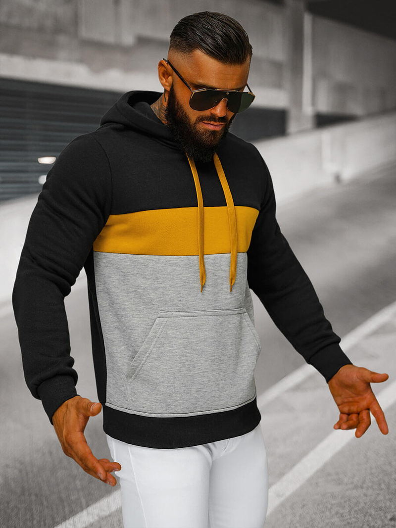 Vīriešu džemperis ar kapuci melna OZONEE JS/8B1320/3